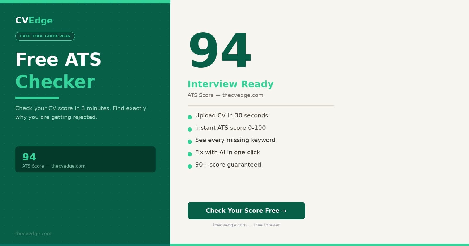 Free ATS Checker — How to Check Your CV Score in 2026 Free ATS Checker — How to Check Your CV Score in 2026