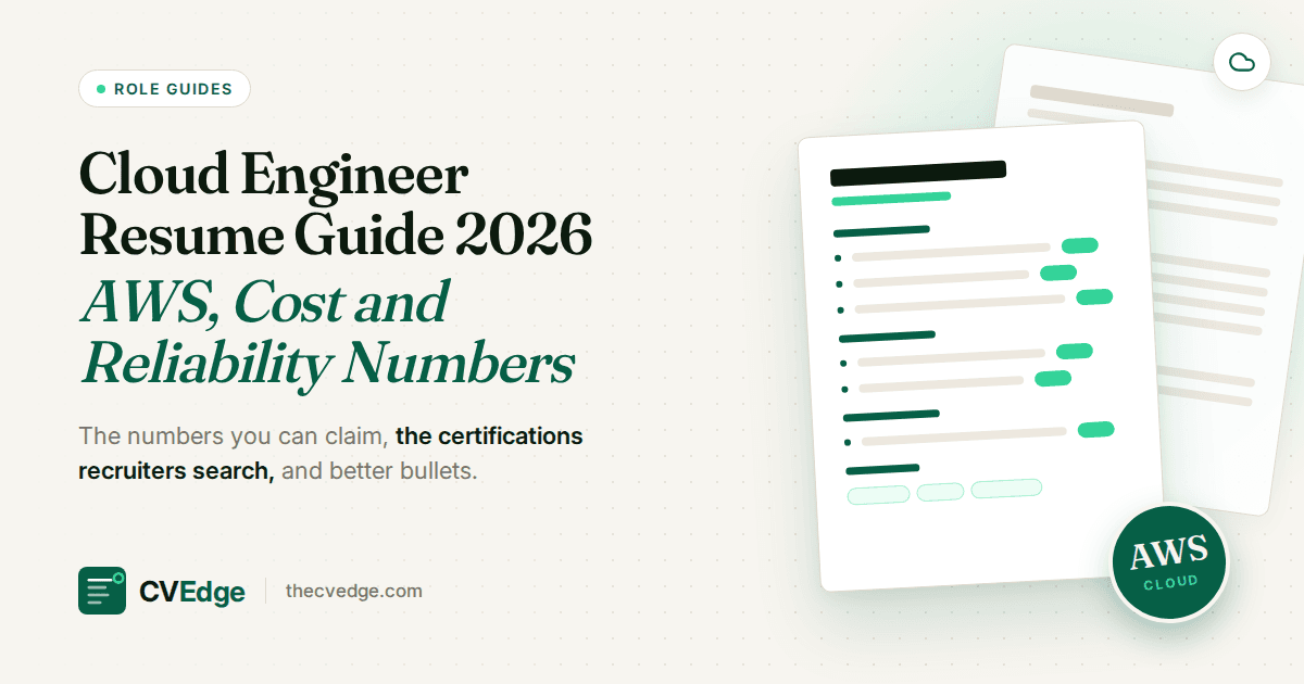 Cloud Engineer Resume Guide 2026: AWS, Cost and Reliability Numbers Cloud Engineer Resume Guide 2026: AWS, Cost and Reliability Numbers