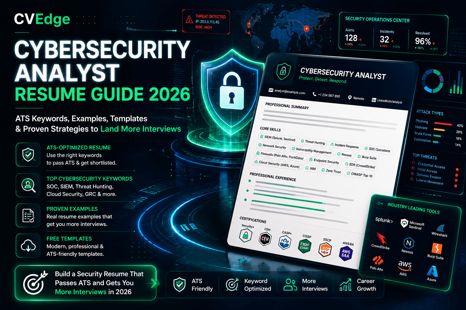 Cybersecurity Analyst Resume Guide 2026: ATS Keywords, Examples & Free Templates Cybersecurity Analyst Resume Guide 2026: ATS Keywords, Examples & Free Templates