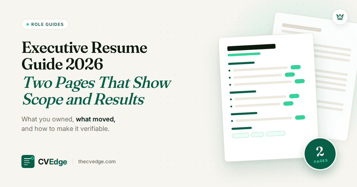 Executive Resume Guide 2026: Two Pages That Show Scope and Results Executive Resume Guide 2026: Two Pages That Show Scope and Results