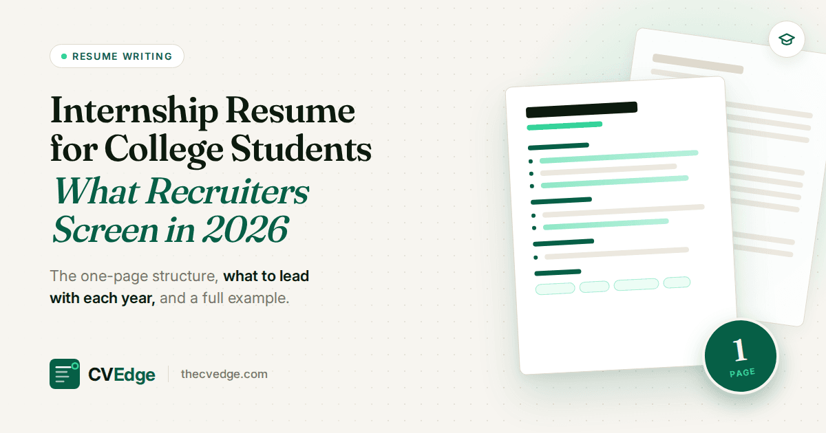 Internship Resume for College Students: What Recruiters Screen in 2026 Internship Resume for College Students: What Recruiters Screen in 2026