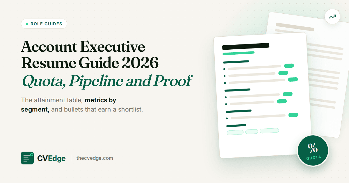 Account Executive Resume Guide 2026: Quota, Pipeline and Proof Account Executive Resume Guide 2026: Quota, Pipeline and Proof