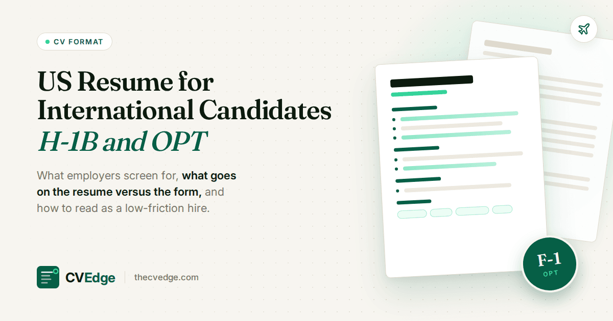 US Resume for International Candidates: H-1B and OPT US Resume for International Candidates: H-1B and OPT