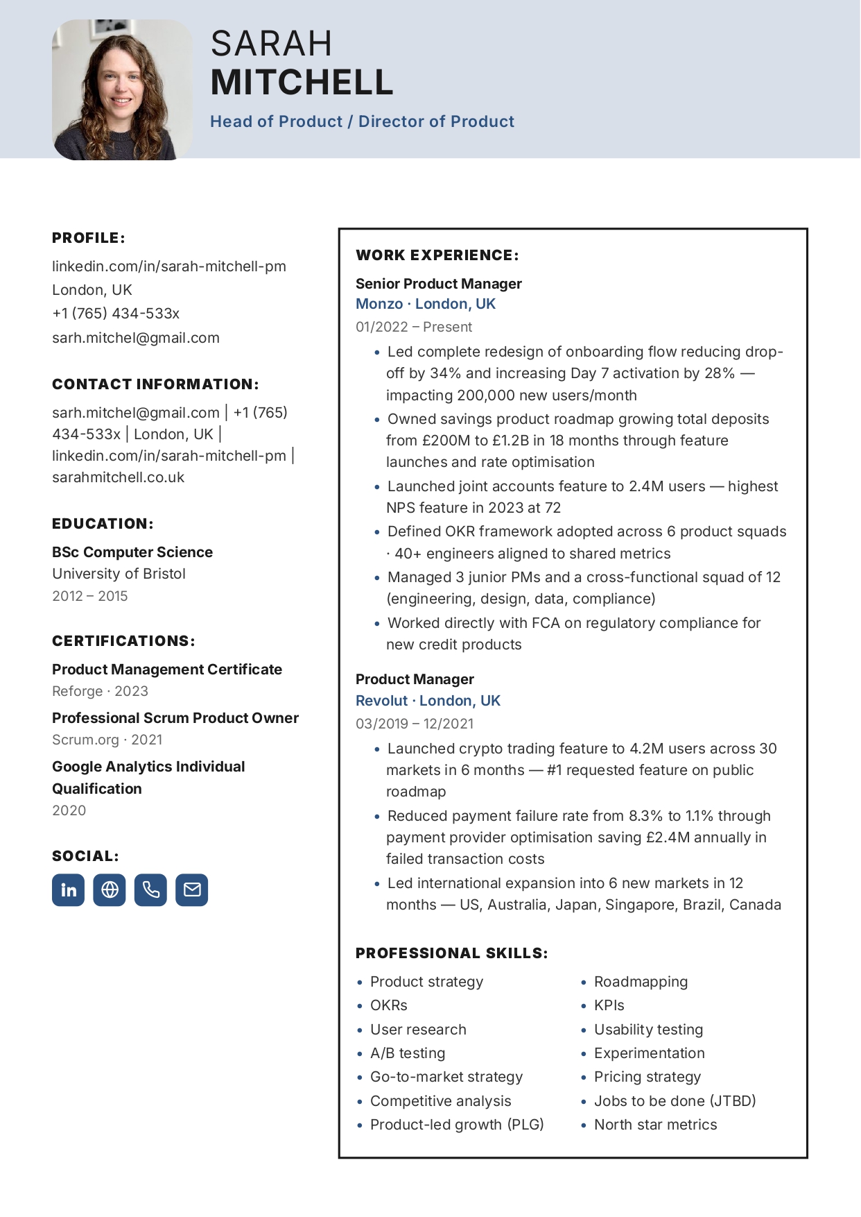 Blueprint CV template