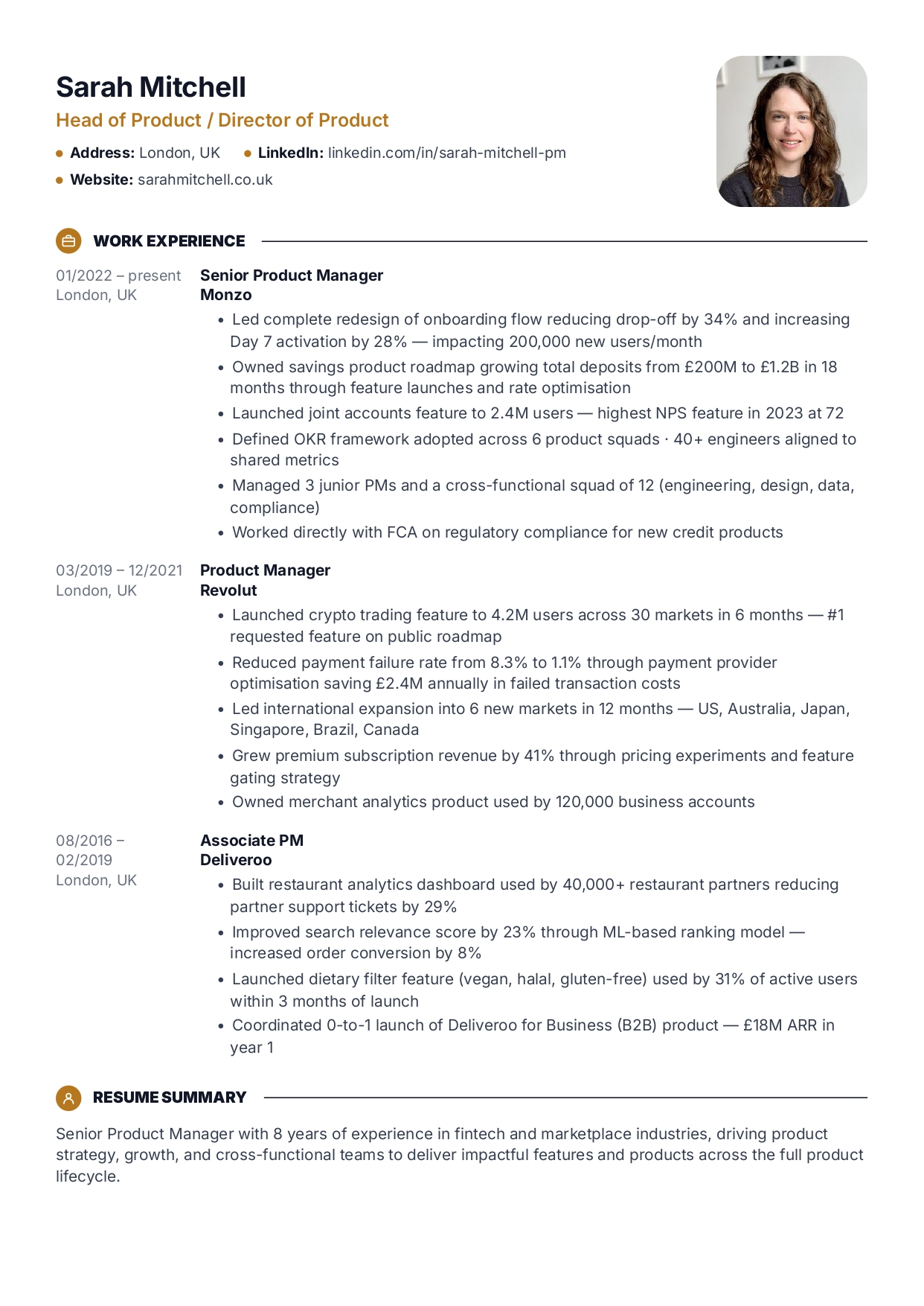 Bold Accent CV template