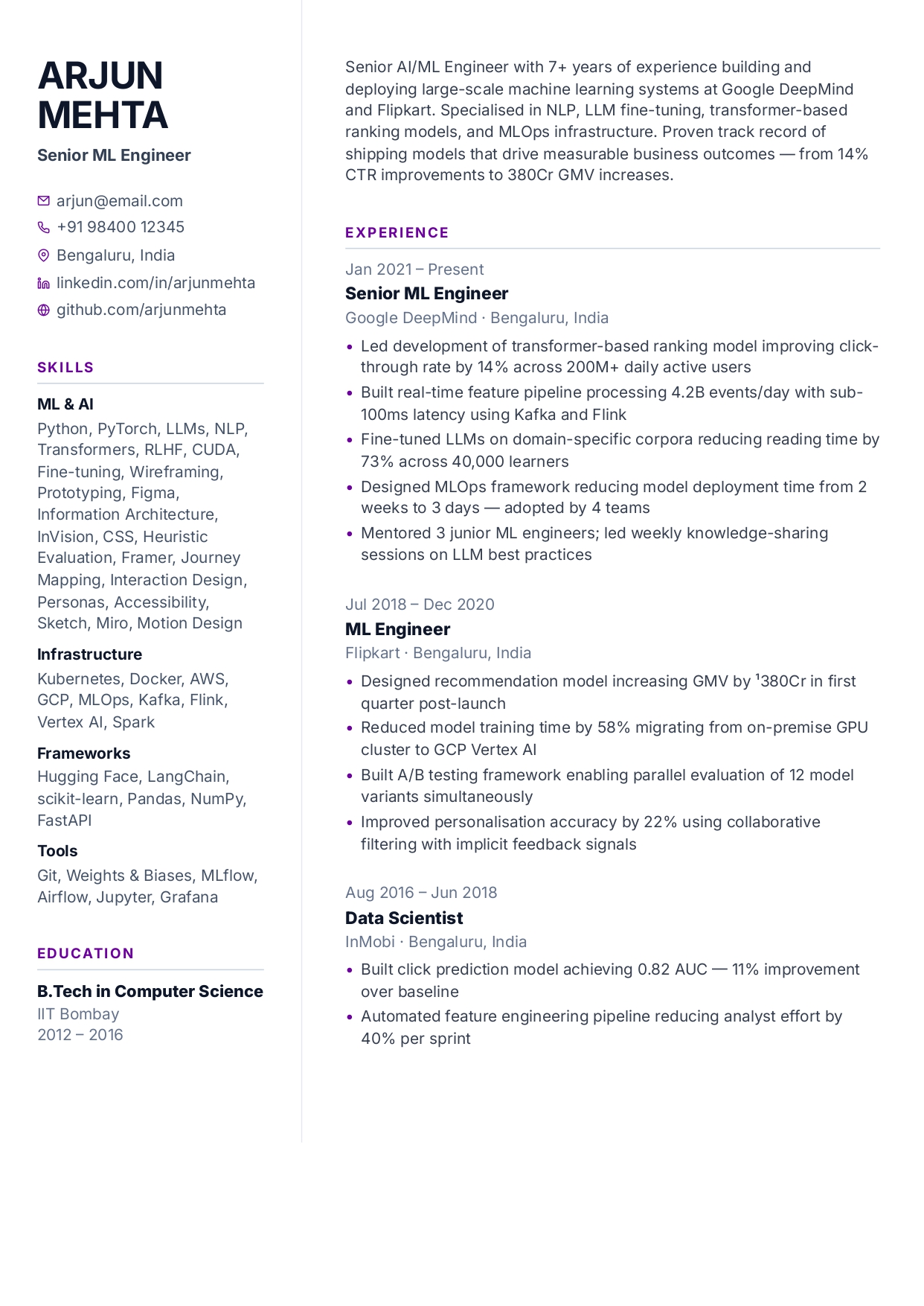 Divide CV template