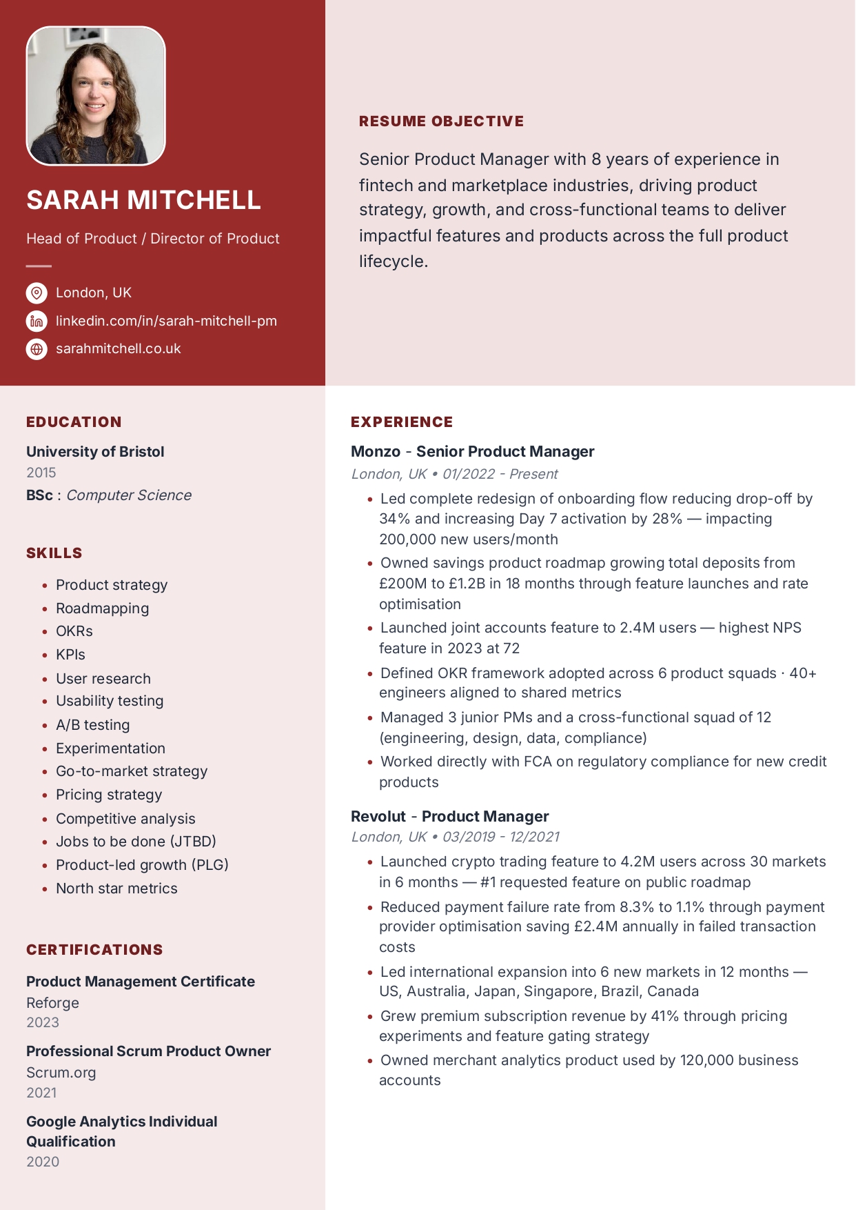 Electric Lilac CV template