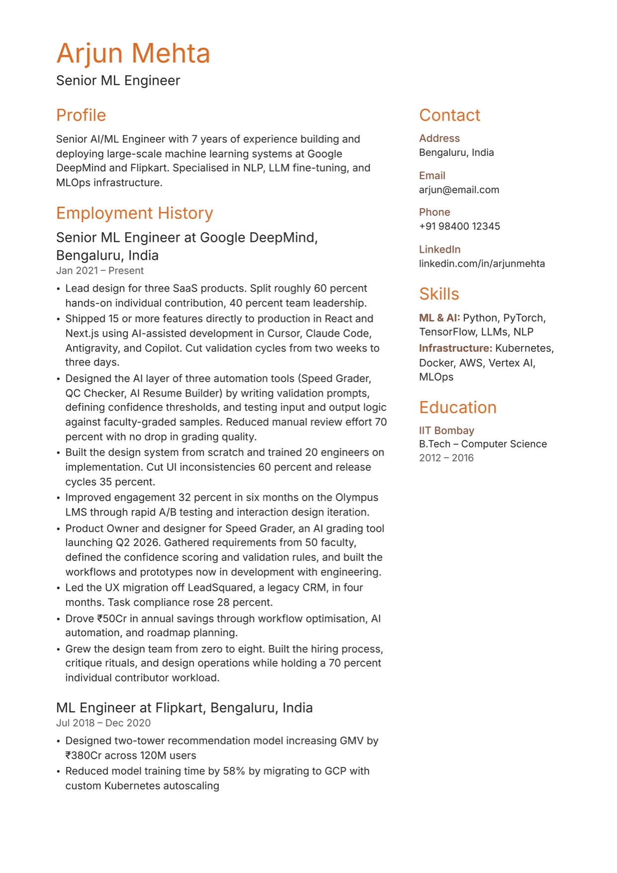 Ember Two-Column ATS Resume Ember Two-Column ATS Resume resume template preview
