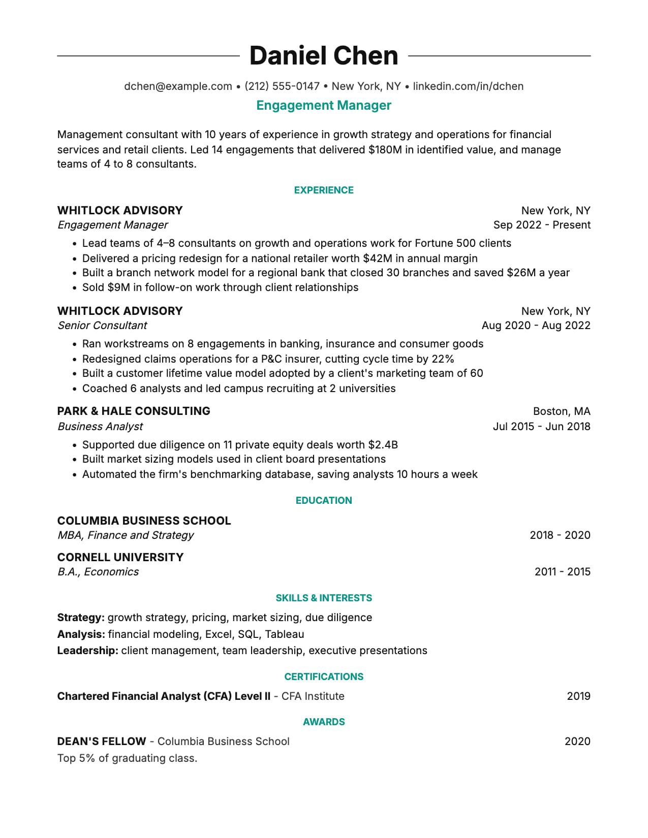 Harvard resume template Harvard resume template: one-page, ATS-friendly Harvard format with education and experience sections, shown with a sample consultant resume