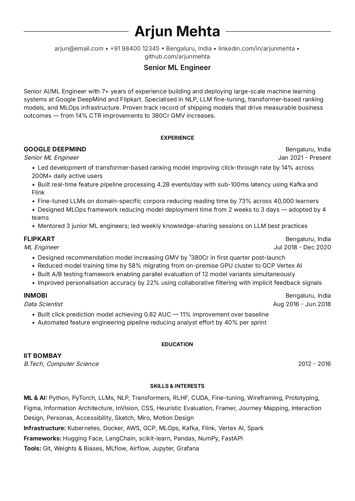 Harvard CV template